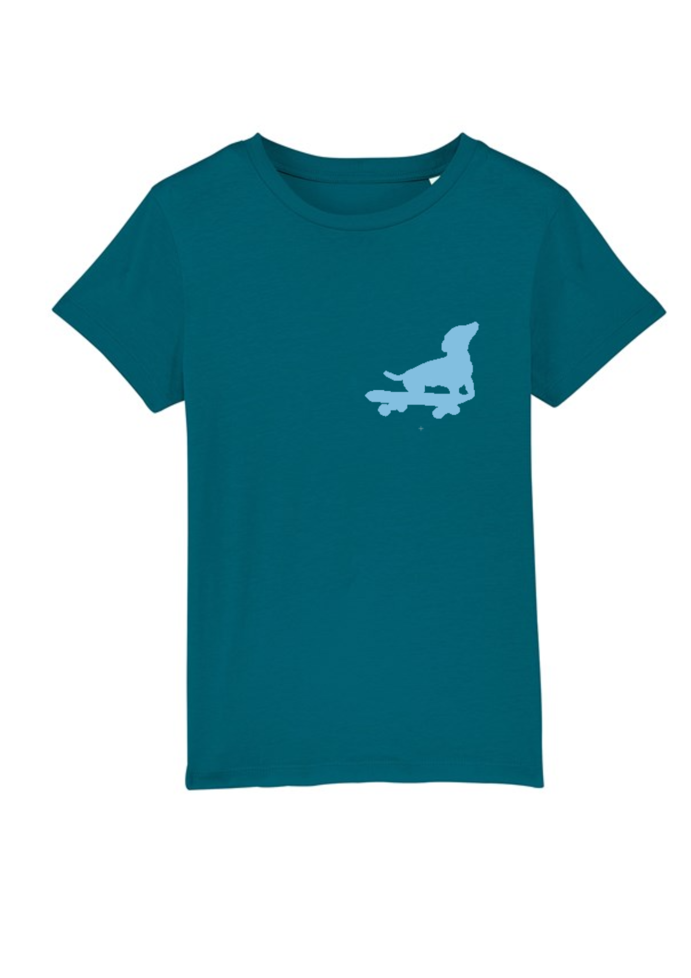 Small Dog on Skateboard T shirt // Ocean Hues