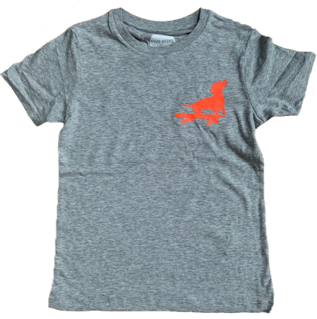 Dachshund on Skateboard T-shirt in Grey Marl