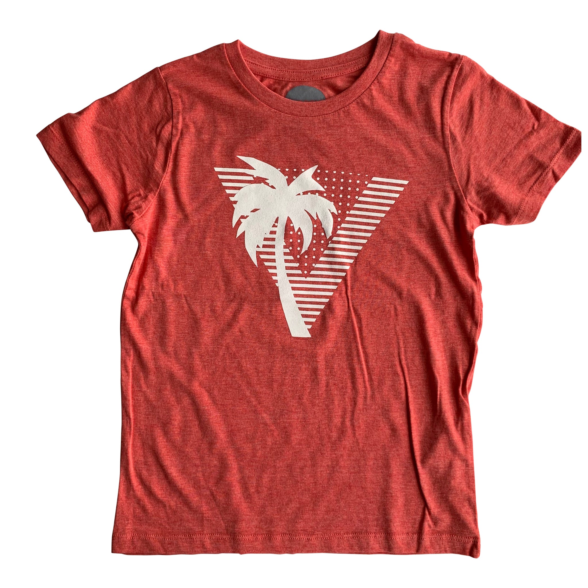 Palm Tree Print on Organic Cranberry T-shirt