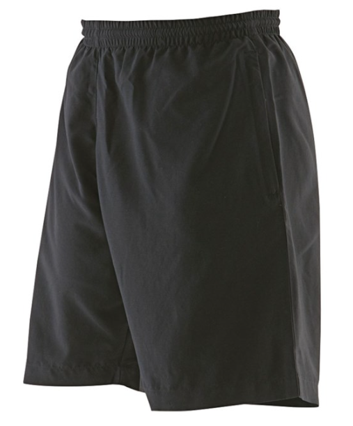 Plain Black Microfibre Sports Shorts