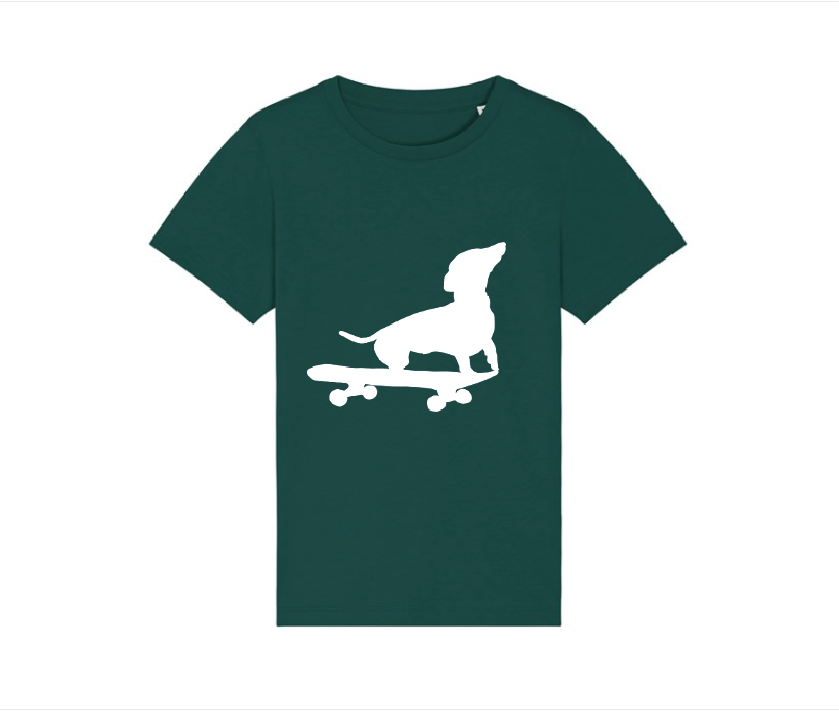 Dachshund on Skateboard T-shirt in Glazed Green