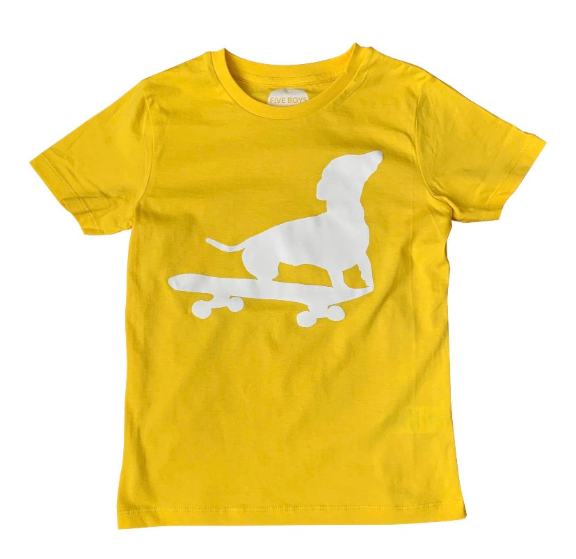 Big Dog on Skateboard T Shirt // Yellow