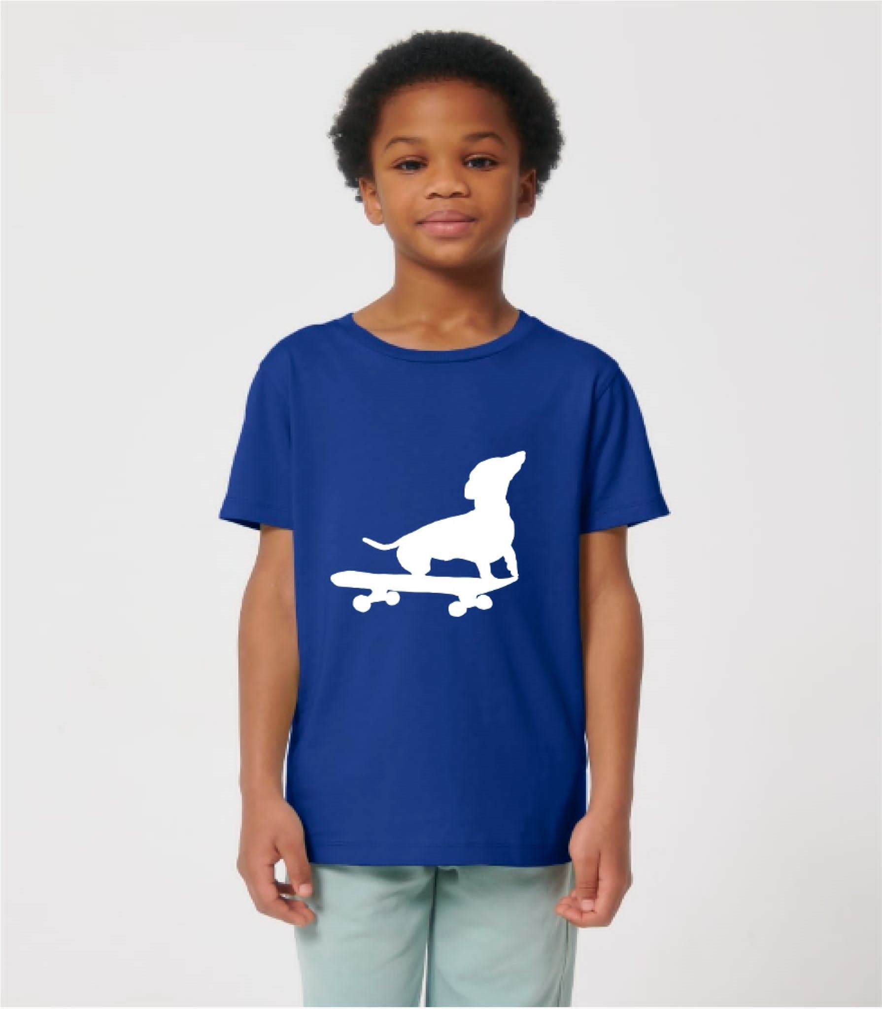 Skate-balling Dog T-shirt in Industrial Blue